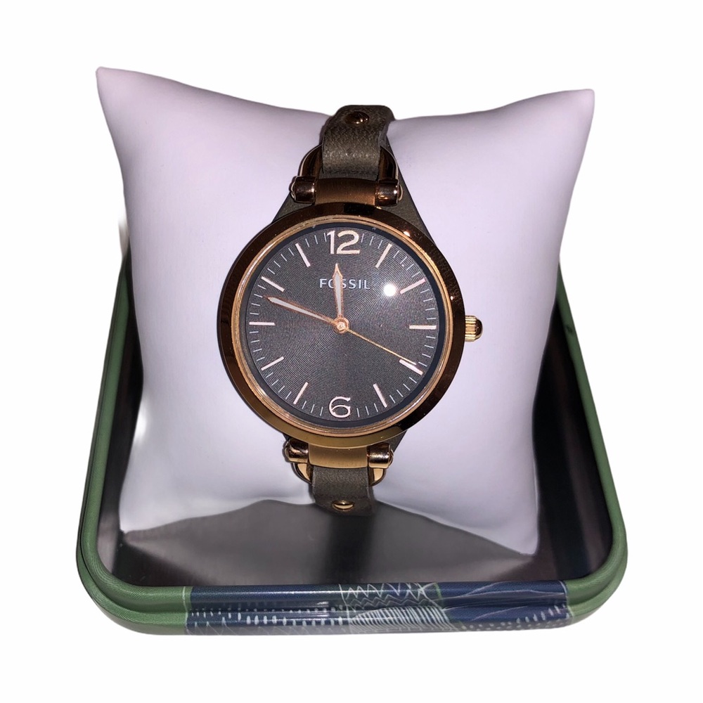 Watch- Dark Grey Band with Gold Studs